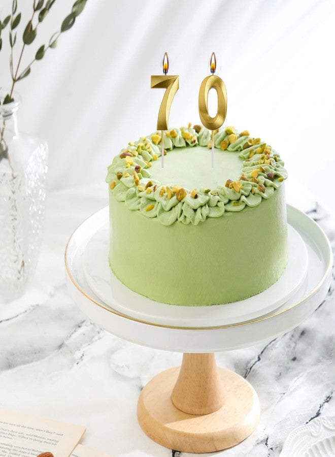 AOOLADA 70th Birthday Candles, Gold 70 Year Old Number Birthday Candles, Number 70 Candles for Men Women, Happy Birthday Party Decorations Cake Topper Gifts for Wedding Anniversary Celebration - Image 3